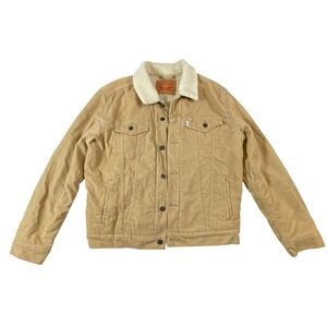 Levis‎ Mens Sherpa Trucker Jacket Tan Corduroy Khaki White Tab Size M